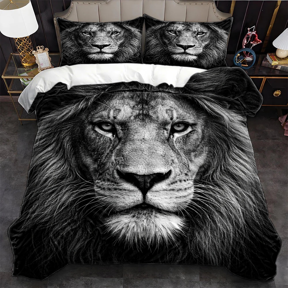 Luxury Skincare Design - 3Pc Black and White Lion Print
