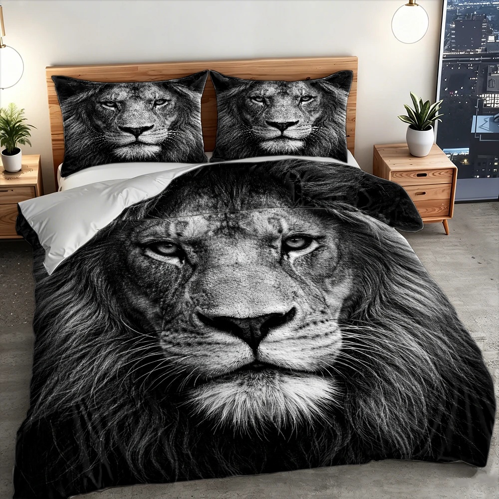 3Pc Black and White Lion Print - Luxury Skincare Design ulasan dan harga